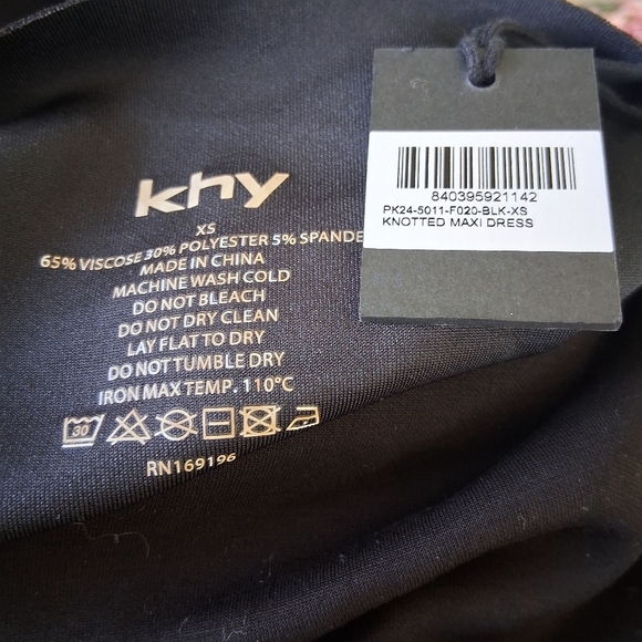 KHY Sleek Stretch Knotted Maxi Dress In  Black Size X-Small  NWT - Picture 3 of 9
